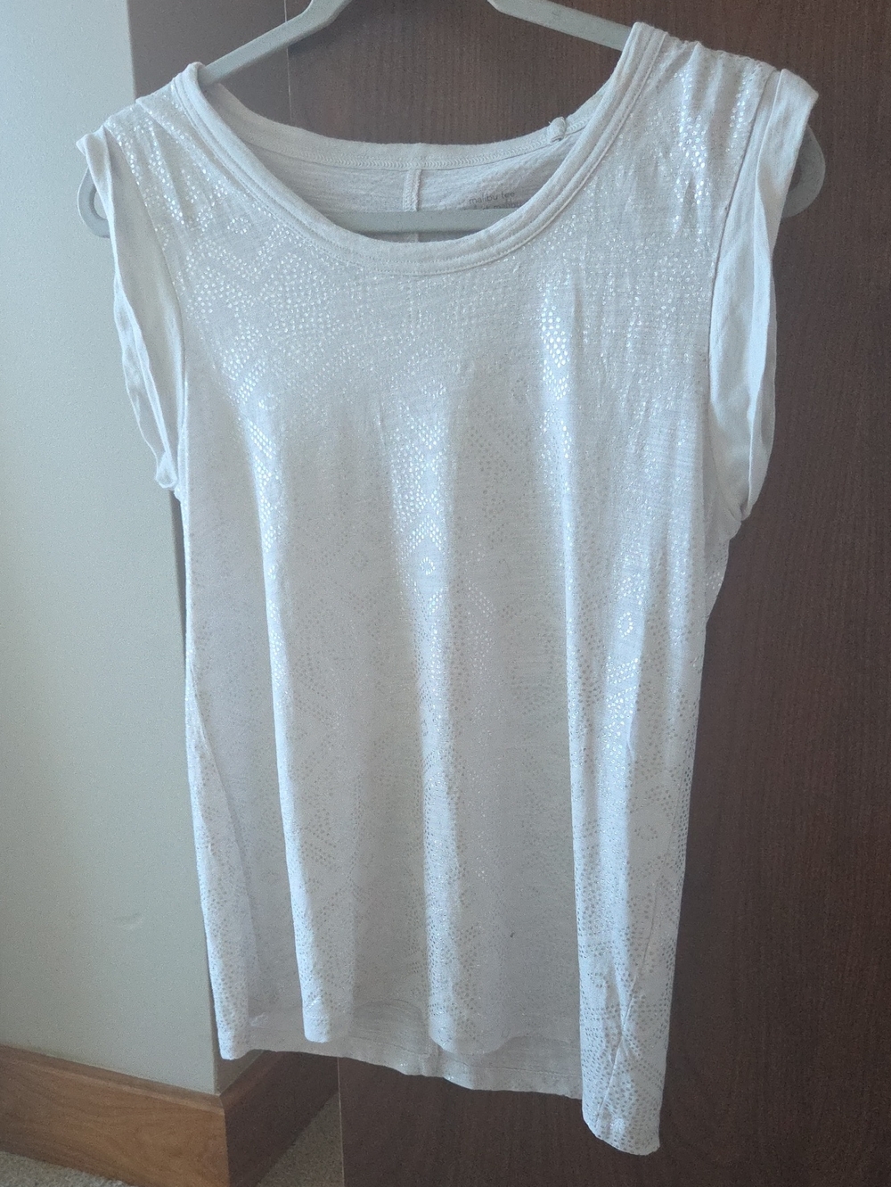 Banana Republic White Sleeveless Sequin-Detail Tank X-Small